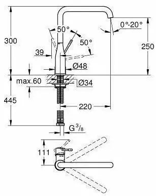 Baterie bucatarie Grohe Essence pipa rotativa crom lucios