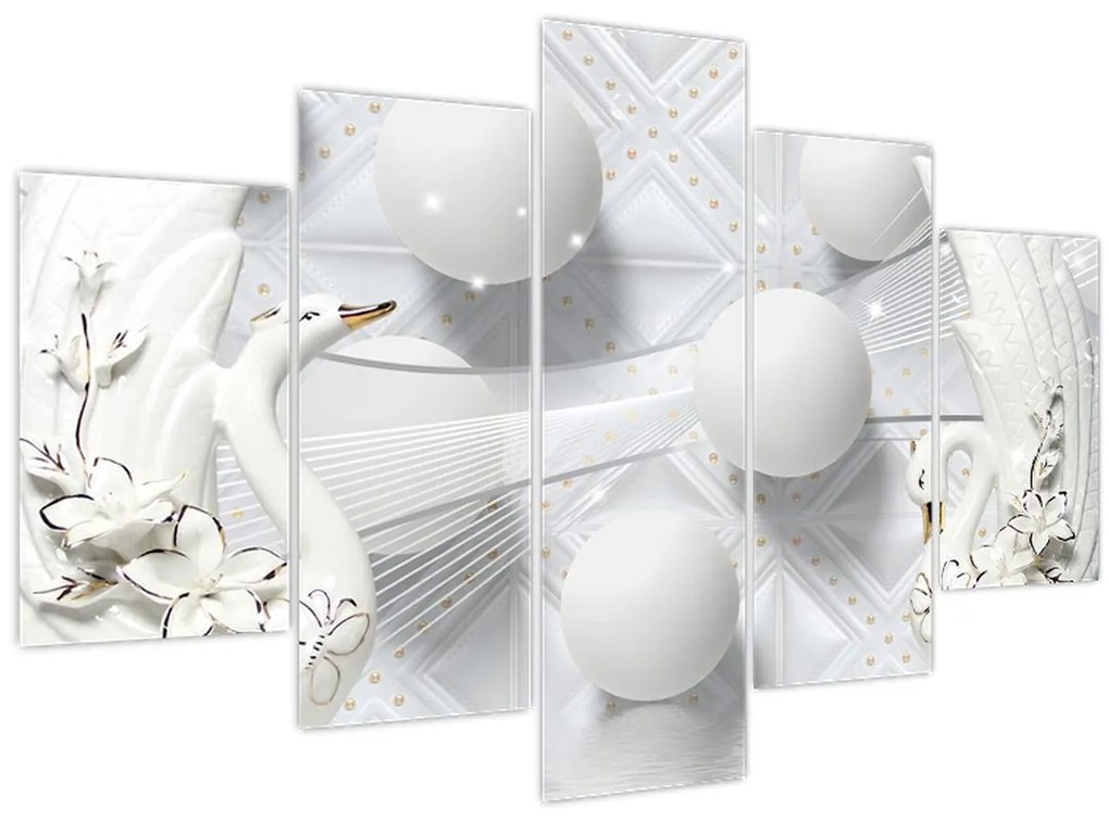 Tablou - Lebăda de aur pe apă (150x105 cm)