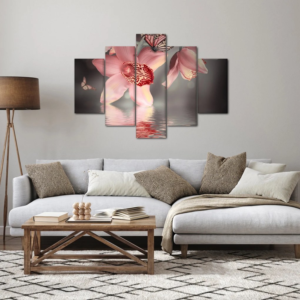 Tablou - Flori și fluture (150x105 cm)