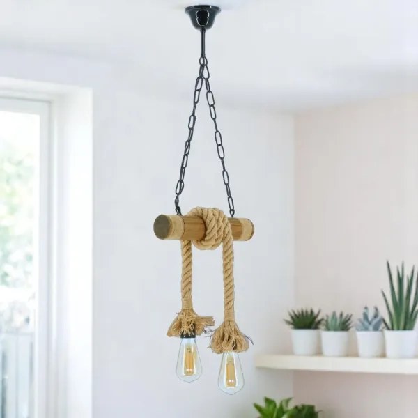 Lustră pe lanț KOS 2xE27/60W/230V fag