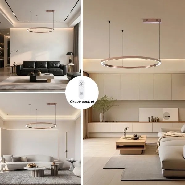 Immax NEO 07327L - Lustru LED dimabil pe cablu FINO 55W/230V 80 cm roz auriu Tuya+telecomandă