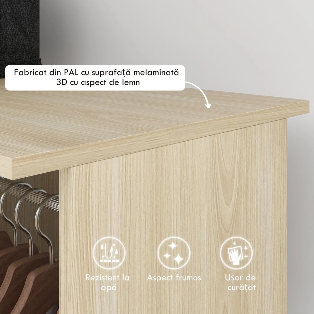 HOMCOM Dulap cu 5 Rafturi și 6 Roți, 120x40x128 cm, Negru | Aosom Romania