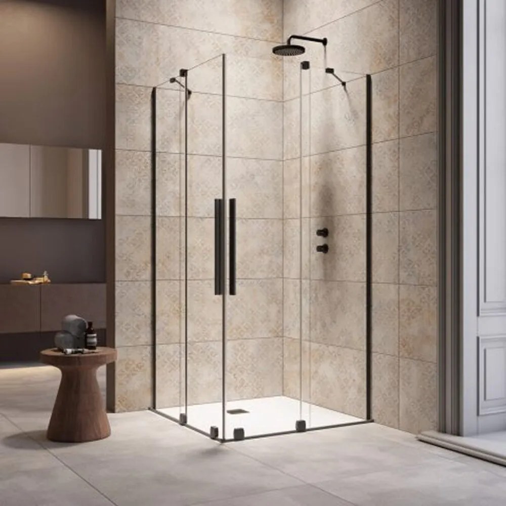 Cabina de dus patrata usi culisante Radaway Furo KDD 90x90 cm profil negru mat