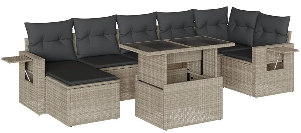 3268062 vidaXL Set mobilier de grădină cu perne, 8 piese gri deschis poliratan