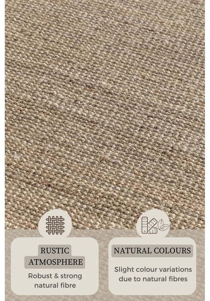 Covor taupe din iută 190x280 cm Bouclé – Hanse Home