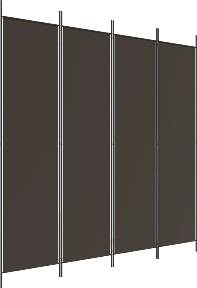 vidaXL Paravan de cameră cu 4 panouri, maro, 200x200 cm, textil