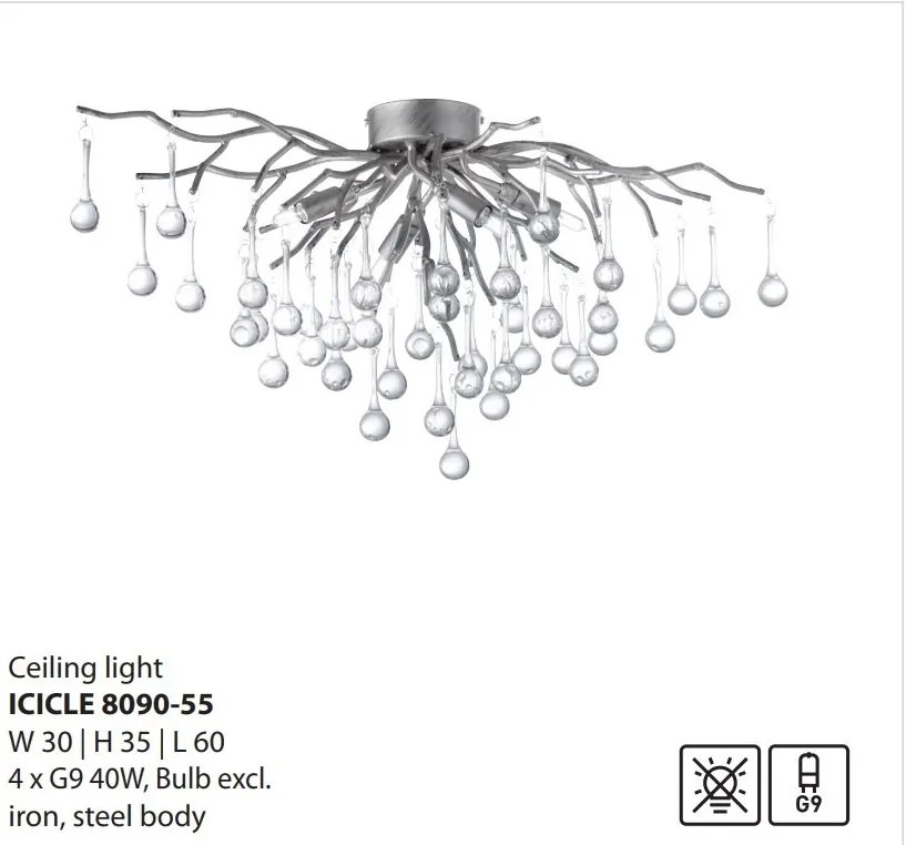 Lustra aplicata design magnific ICICLE crom, 30x60cm