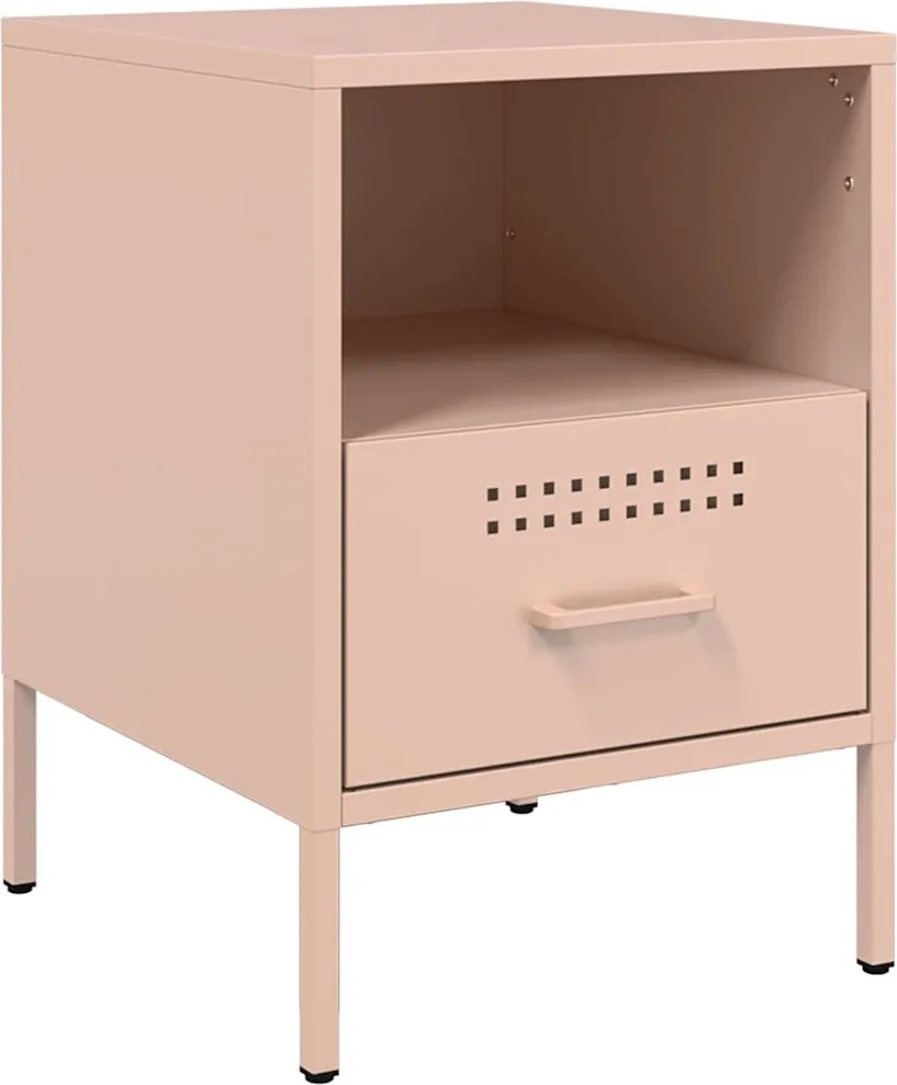 vidaXL Noptieră, roz, 36x39x50,5 cm, oțel