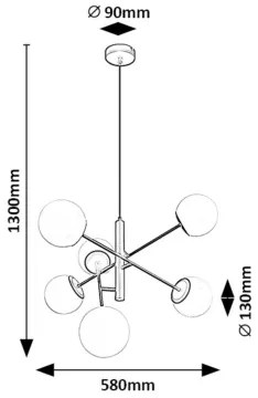 Lustră pe cablu Rabalux 72194 MEDUZA 6xE14/20W/230V