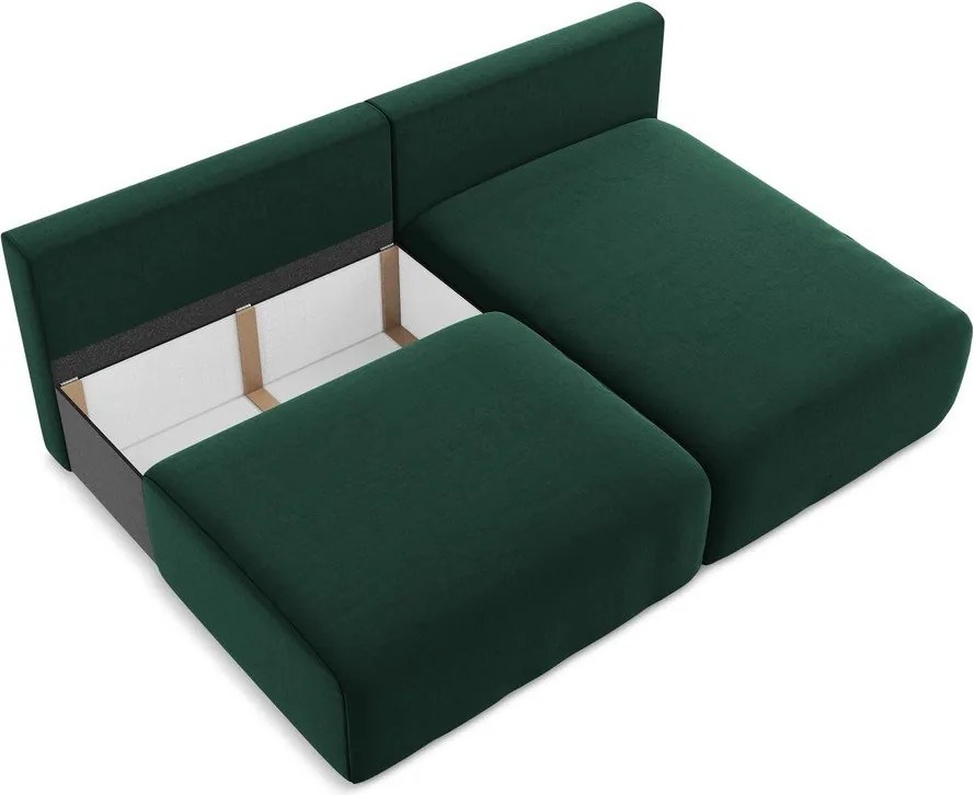 Colțar verde închis extensibil/cu spațiu de depozitare cu tapițerie din catifea (cu colț pe partea dreaptă/cu șezlong) Kalena – Makamii