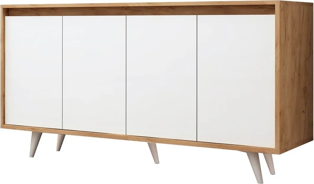 Bufet inferior Shans, Mod Design, 140x40x86 cm, natural/alb