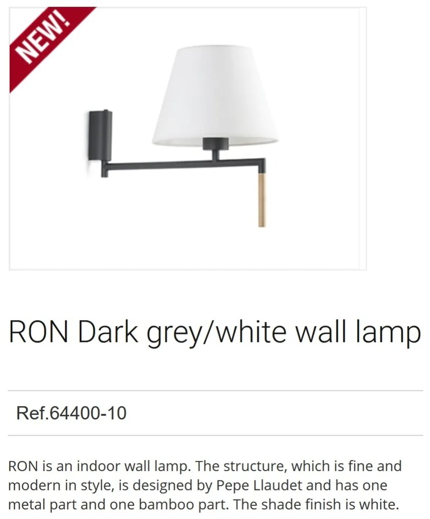 Aplica moderna directionabila design elegant RON gri inchis/alb