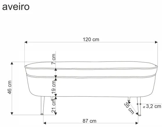 Bancă cu spațiu de depozitare AVEIRO 46x120 cm alb
