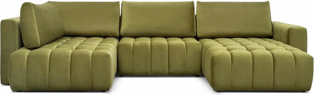 Colțar lemn masiv Formă U Extensibil Bonnie 350x170cm Personalizabil - Flores 05, Dreapta