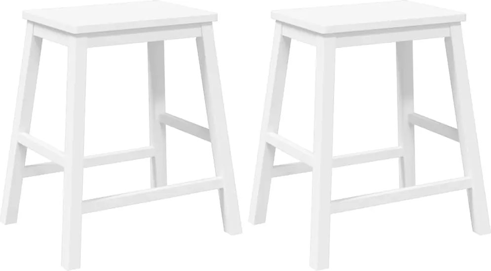 vidaXL Scaune de bar 2 buc Cauciuc din lemn masiv alb