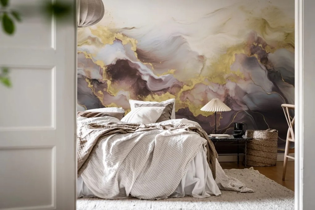 Fototapet, Gold Stream, Lilac, Rebel Walls