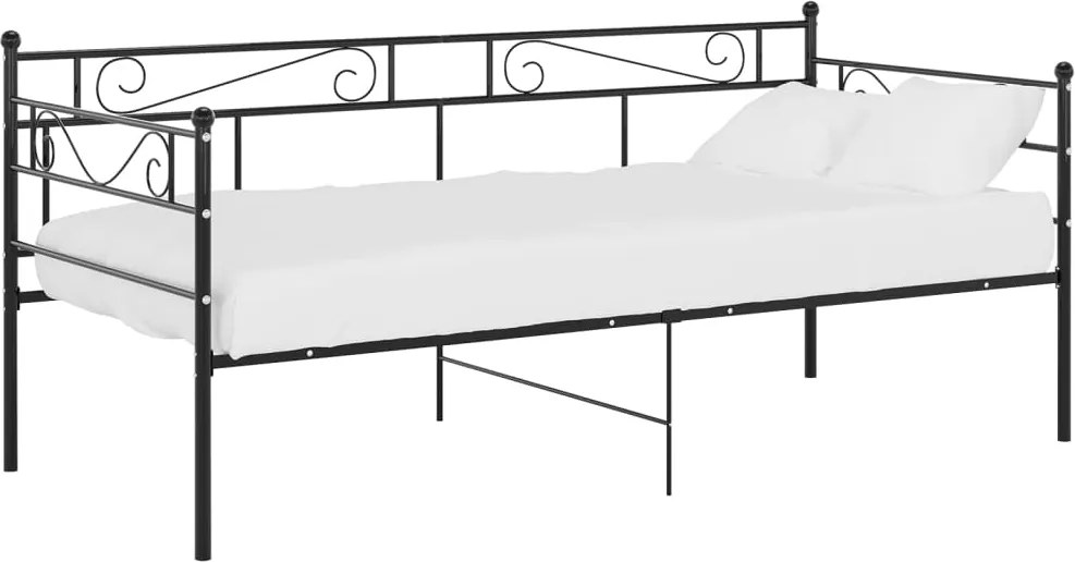 vidaXL Cadru de pat canapea, negru, 90x200 cm, metal