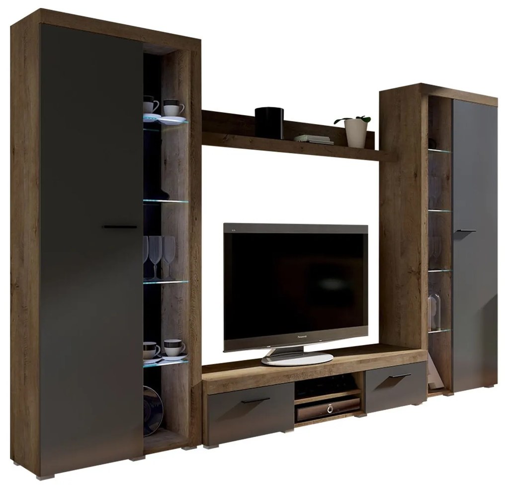 Mobilier living Rokara XL (stejar Lefkas) (fără iluminat). 1058315