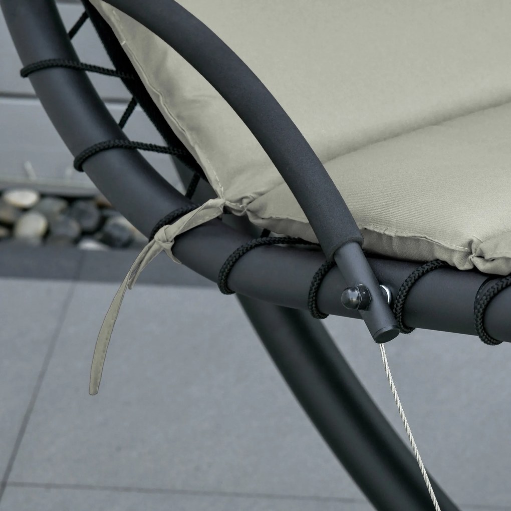 Outsunny Sezlong Suspendat cu Acoperiș, Relaxare de Lux, Design Modern, Confortabil, Gri, Perfect pentru Exterior | Aosom Romania