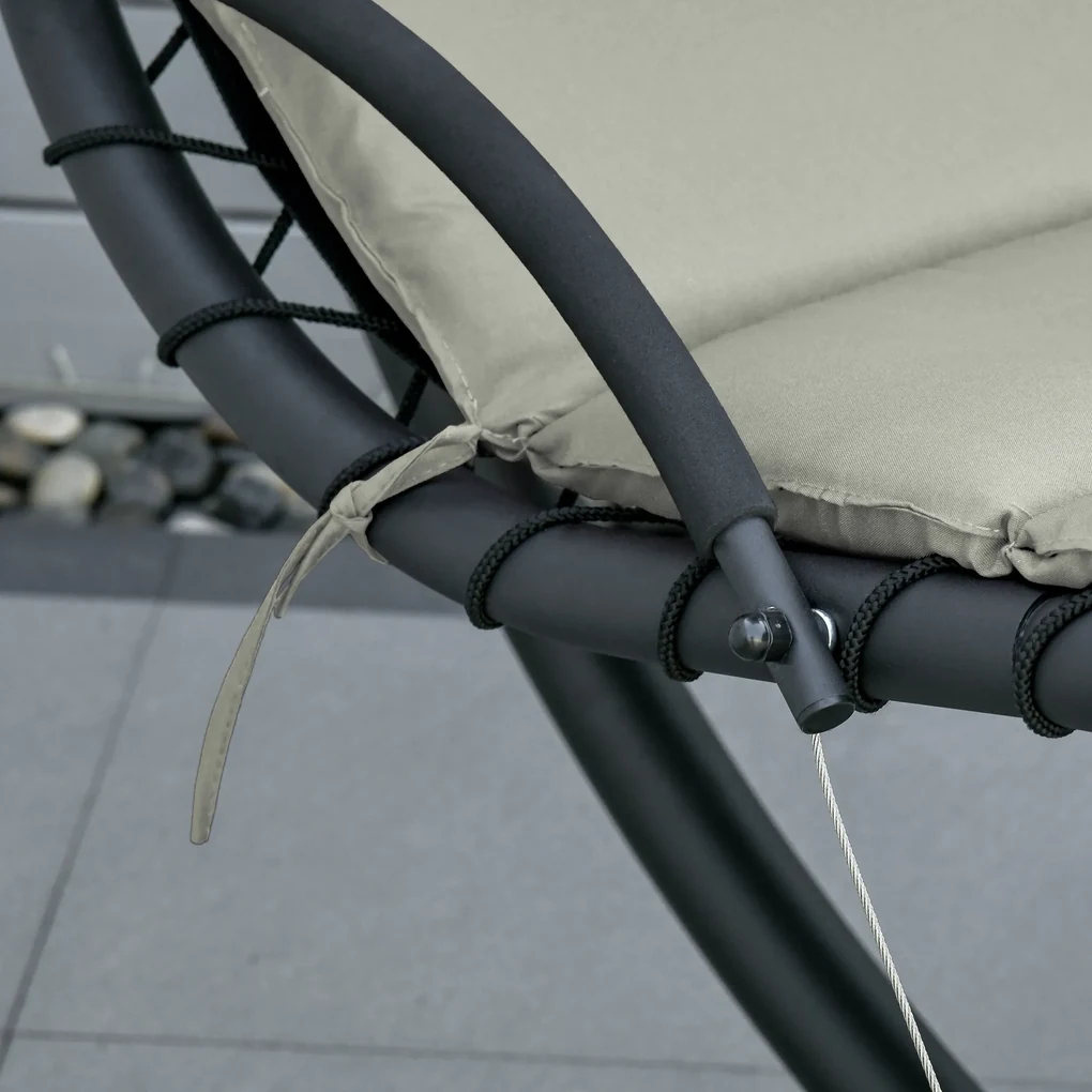 Outsunny Sezlong Suspendat cu Acoperiș, Relaxare de Lux, Design Modern, Confortabil, Gri, Perfect pentru Exterior | Aosom Romania