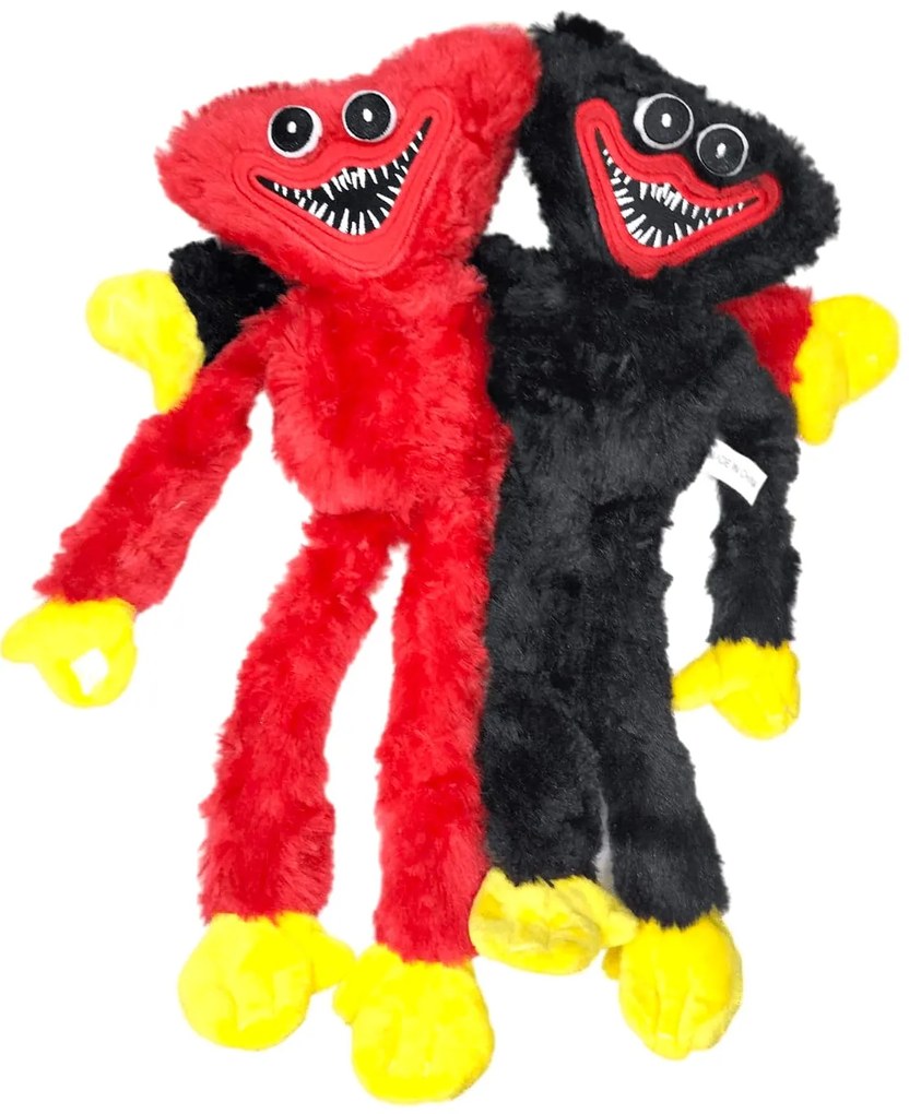 Set 2 jucarii de plus, huggy wuggy poppy playtime, rosu si negru, 40 cm