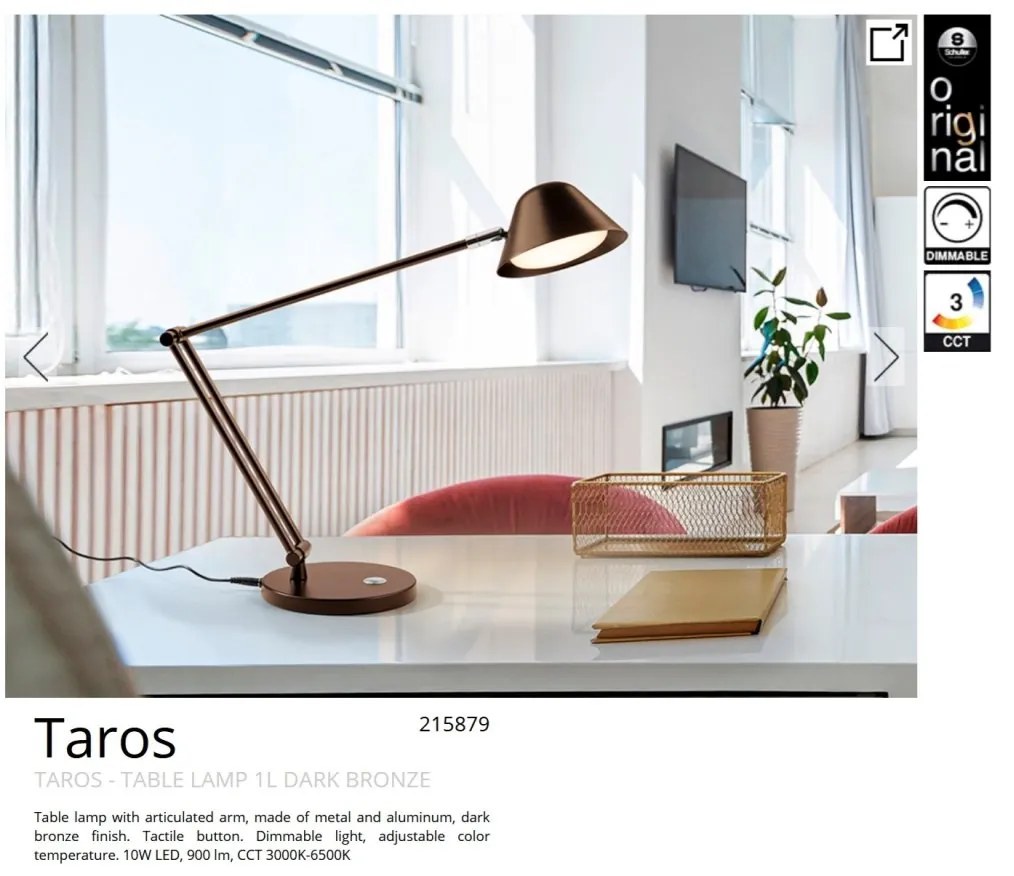 Lampa LED de birou cu brat articulat Taros