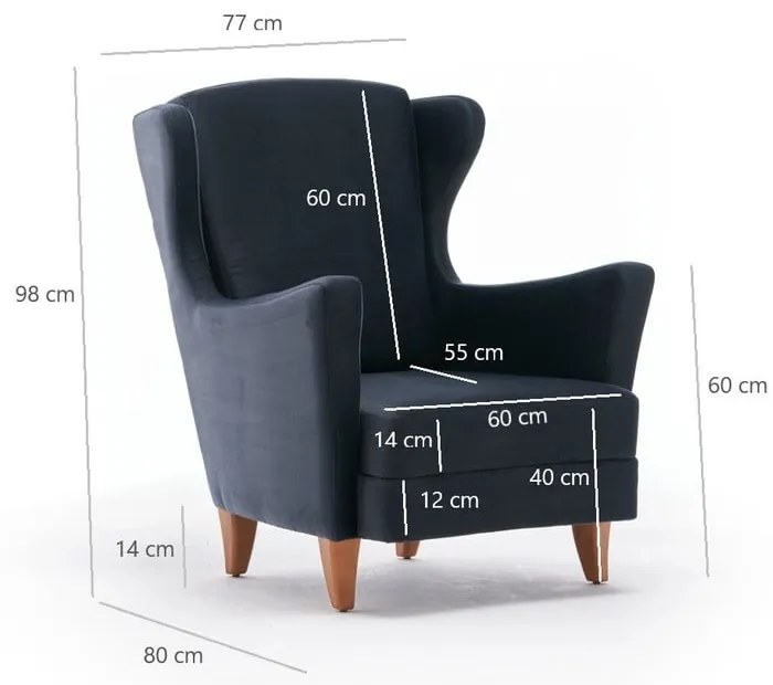 Fotoliu wing gri închis Lola Brejer – Artie