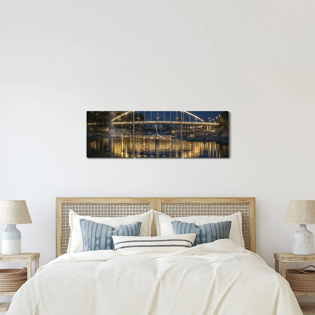 Tablou cu făntână arteziană (cu ceas) (90x30 cm)