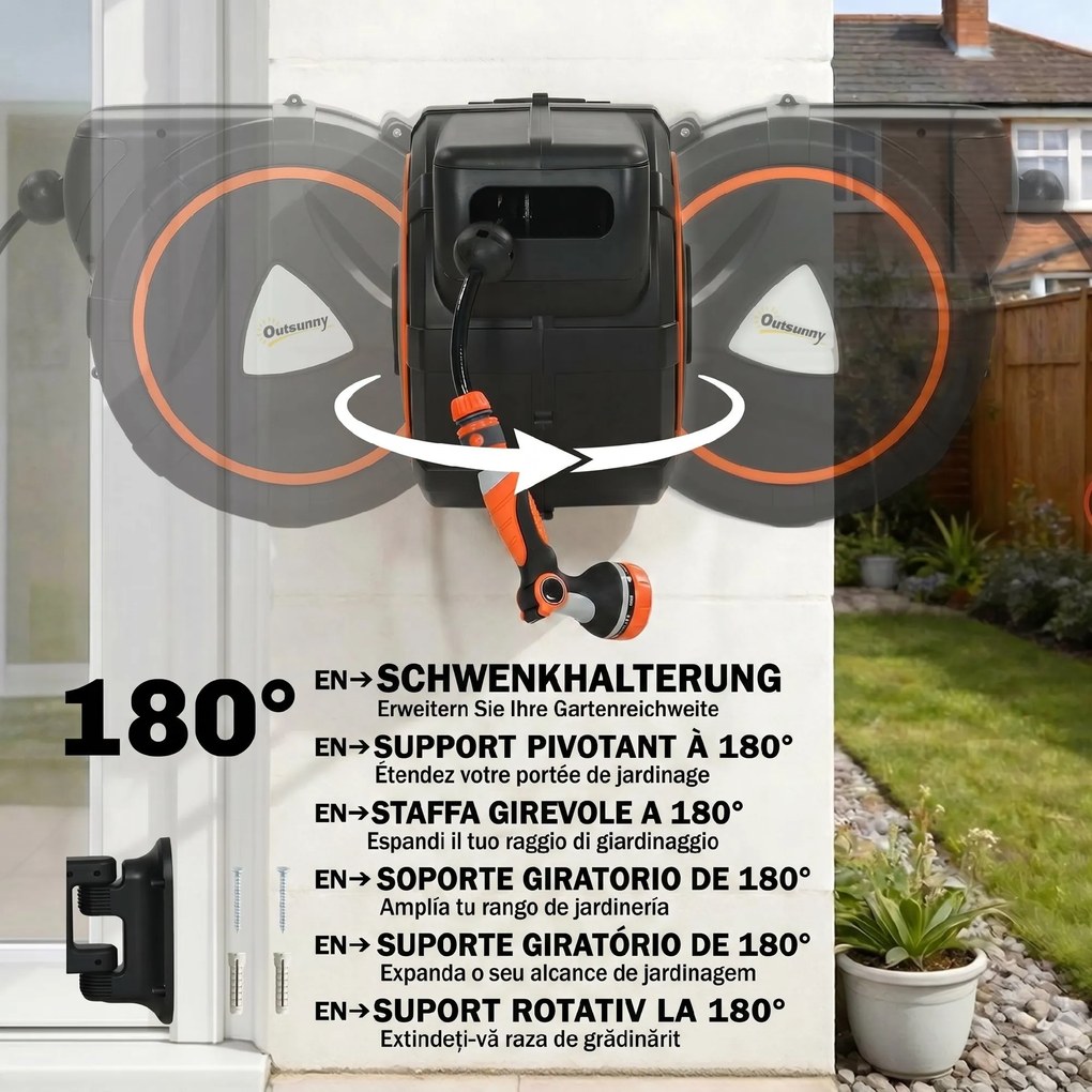 Outsunny furtun retractabil, suport furtun, role pentru furtun | Aosom Romania