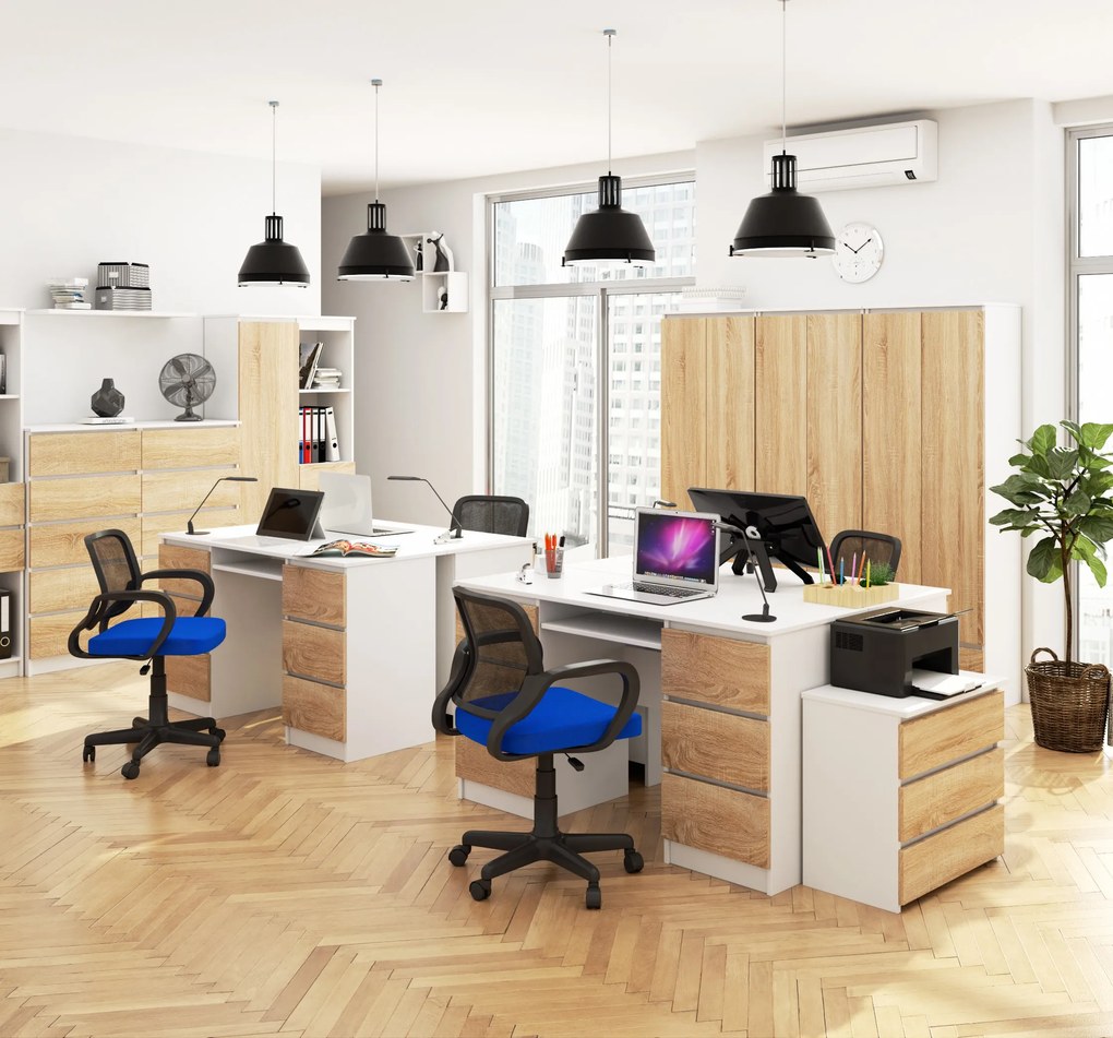 Masă PC Behati (Alb + Stejar sonoma). 1069460