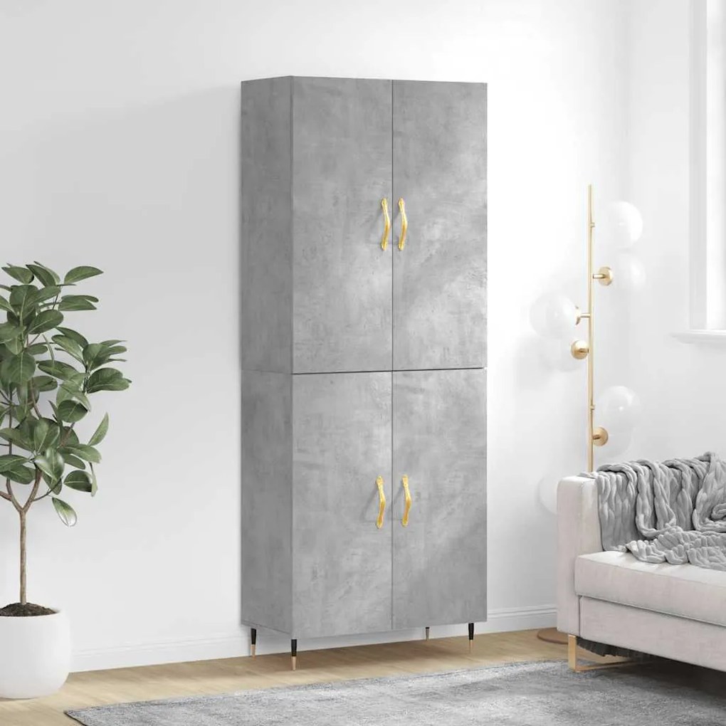 vidaXL Dulap înalt, gri beton, 69,5x34x180, lemn compozit