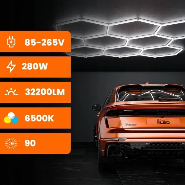 Plafonieră LED 350W/85-265V 6500K 313x298 cm CRI 90 IP44 albă