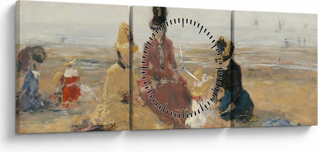 Tablou - Eugène Boudin, On the Beach, Trouville, reproducere (cu ceas) (90x30 cm)