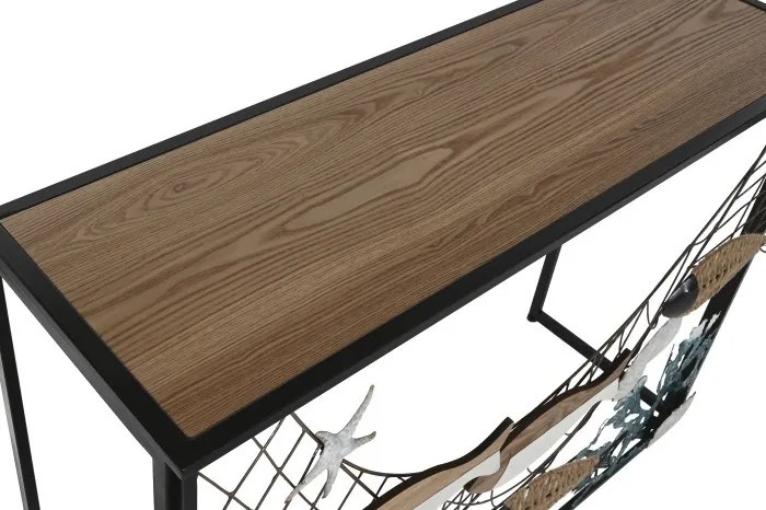 Consolă decorativă din metal și lemn cu temă marină, „Oceans"