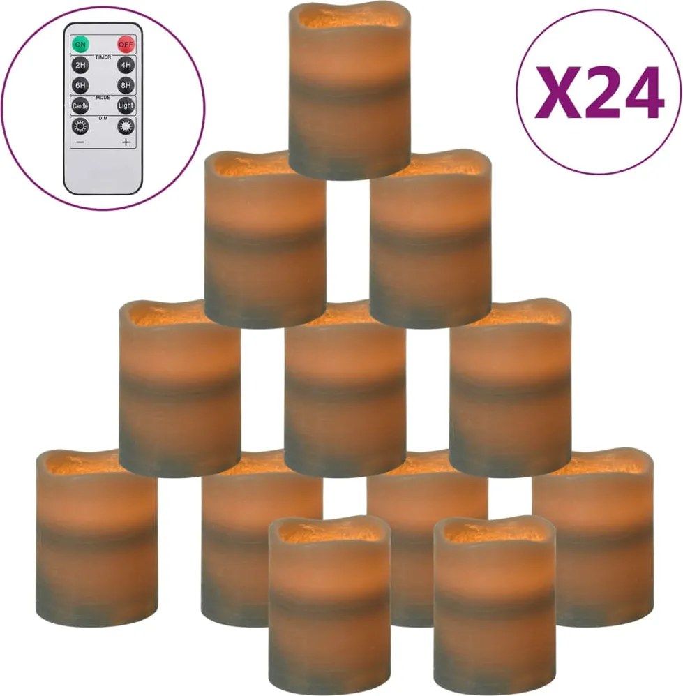 vidaXL Lumânări LED fără flacără cu telecomandă 24 buc. alb cald