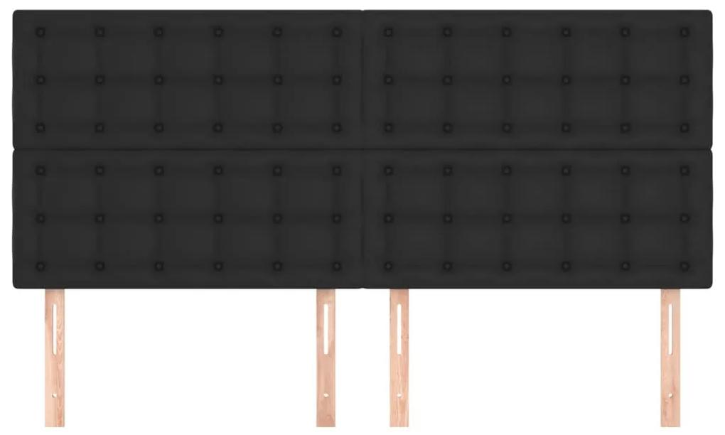 Tablii de pat, 4 buc, negru, 80x5x78 88 cm, piele ecologica 4, Negru, 160 x 5 x 118 128 cm