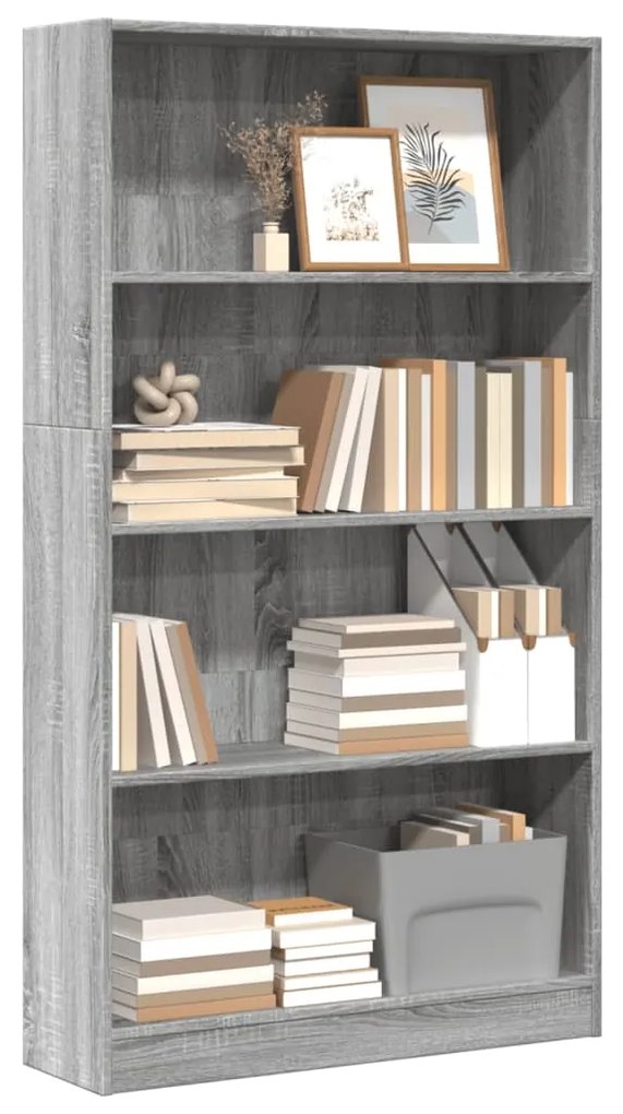vidaXL Bibliotecă, gri sonoma, 80x24x143 cm, lemn prelucrat