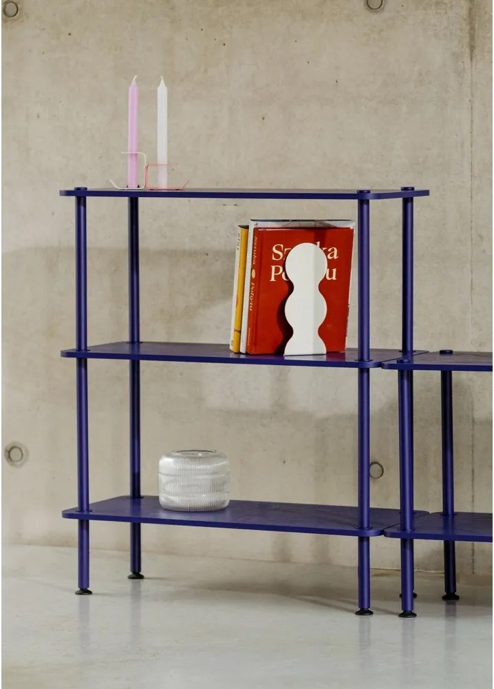 Etajeră albastră cu aspect de lemn de stejar 80x90,5x35 cm Teidi – noo.ma