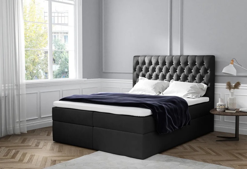 Supermobel Pat tapițat boxspring MONET + topper, 120x200, jasmine 20