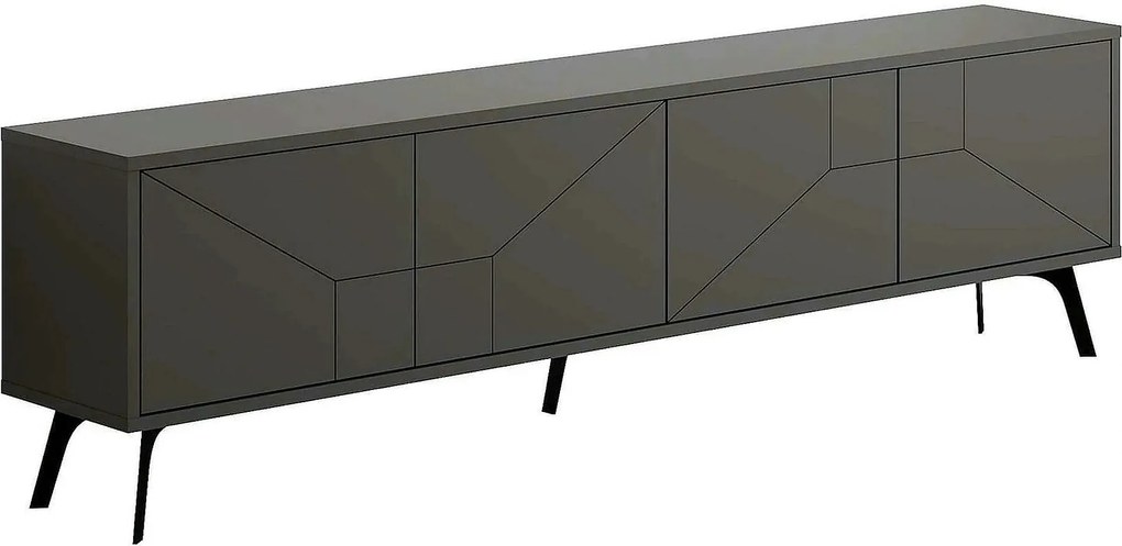 Comoda TV DUNE, gri antracit/negru, PAL melaminat, 180x30x50 cm