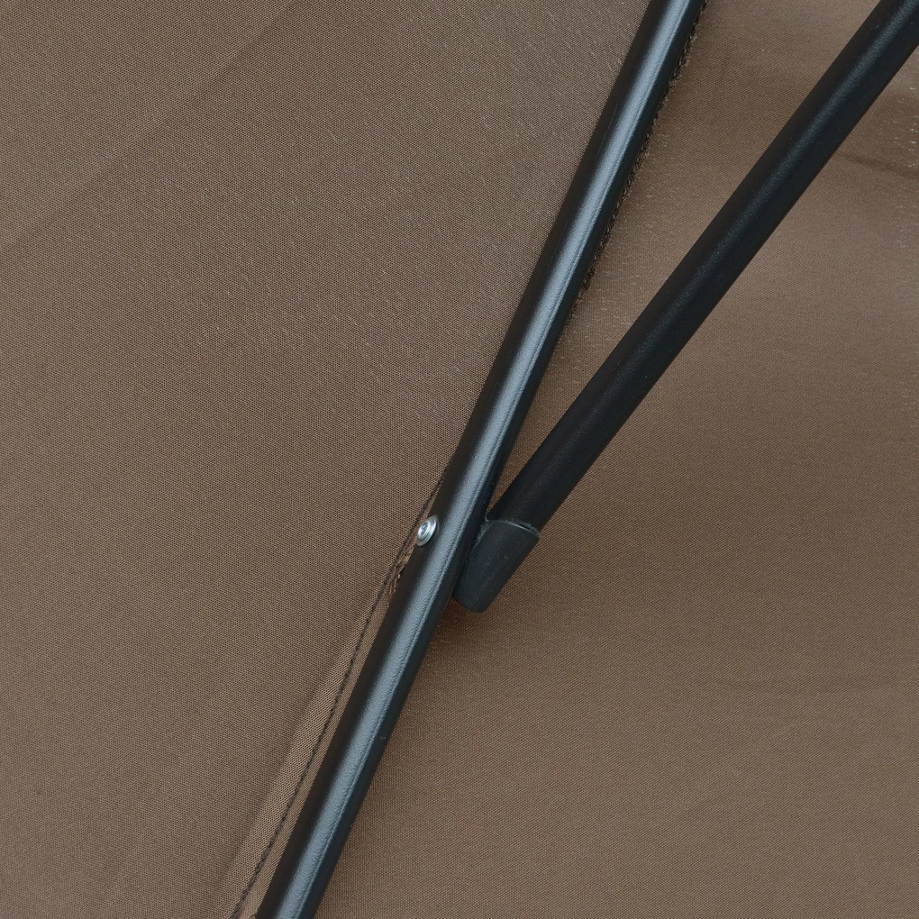 Outsunny Umbrelă Exterioară cu Manivelă, din Oțel și Poliester Rezistent la UV, Ø295x245 cm, Cafea | Aosom Romania