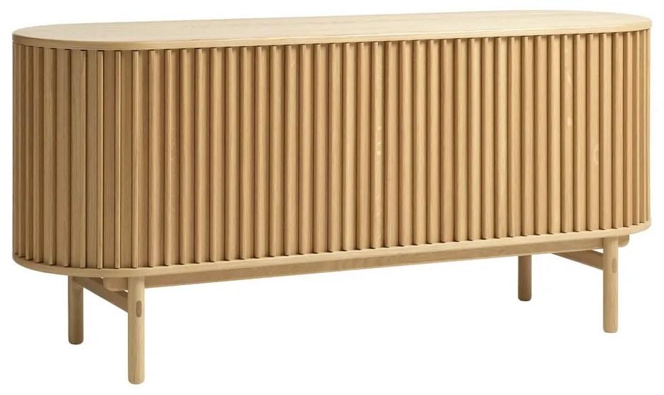 Comodă în culoare naturală joasă cu aspect de lemn de stejar 160x73 cm Carno – Unique Furniture