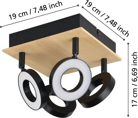 Eglo 901205 - Spot LED RIELVES 4xLED/4,2W/230V negru/maro