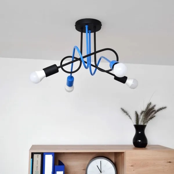 Lustră aplicată OXFORD 4xE27/15W/230V negru/albastru