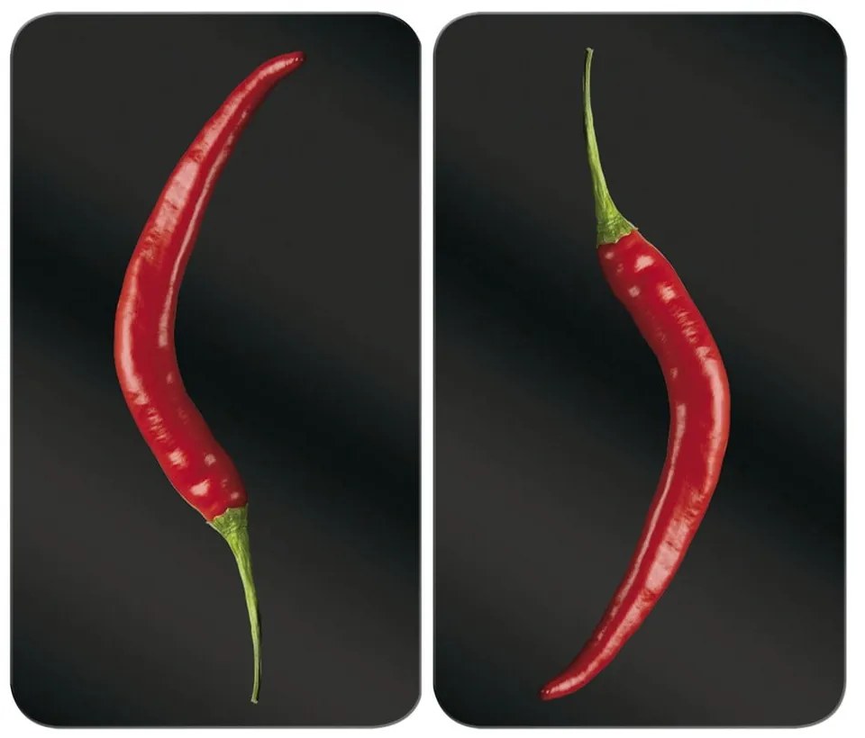 Set 2 protecții din sticlă pentru aragaz Wenko Peperoni, 52 x 30 cm