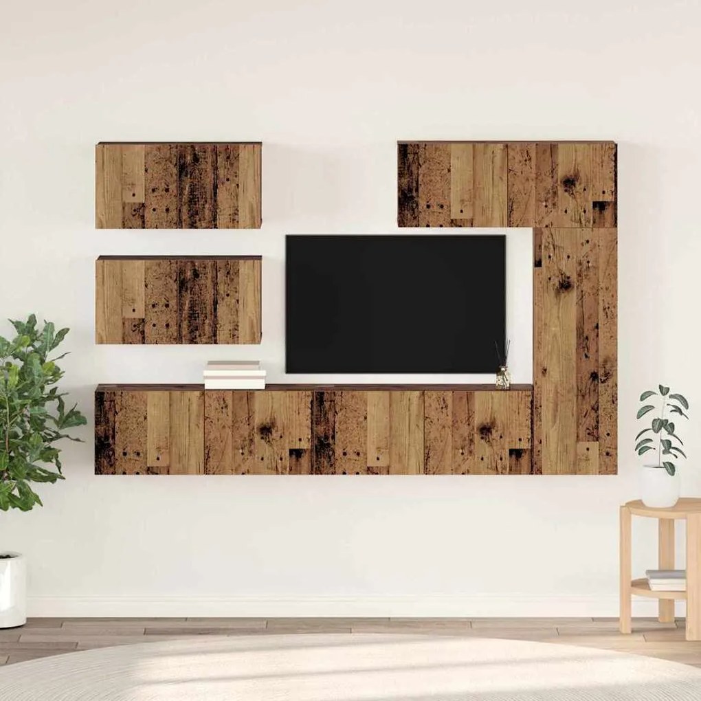 vidaXL Set comodă TV 6 pcs Lemn vechi 30.5 x 30 x 90 cm Lemn compozit