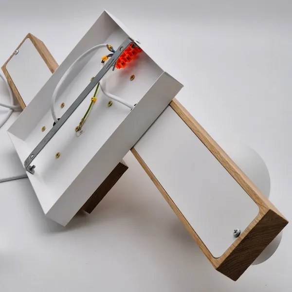 Lustră pe cablu CORTINA 2xE27/15W/230V + 2xG9/5W/230V alb/stejar