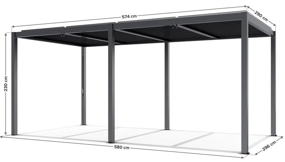 Pergolă LUXE 5,8x3m antracit cu iluminare LED