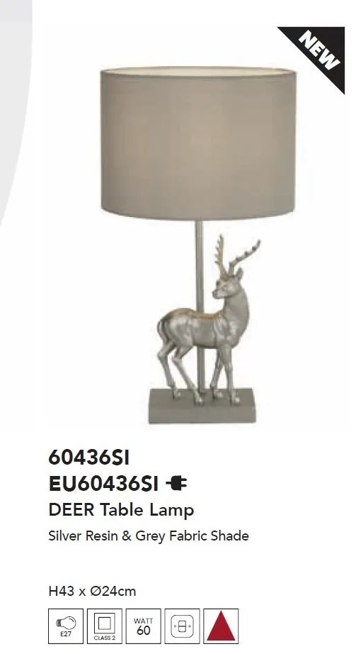Veioza/Lampa de masa Cerb design decorativ Deer argintiu/gri