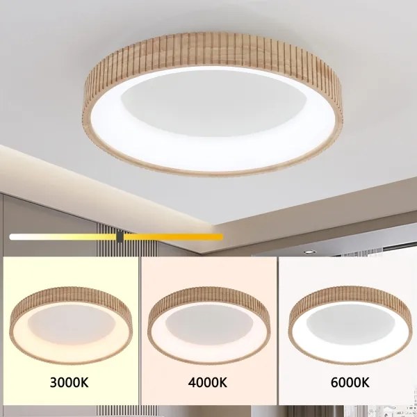 Brilagi - Plafonieră LED FALCON WOOD MODERN, 40W, 230V, Ø 60 cm, cu finisaj lemn